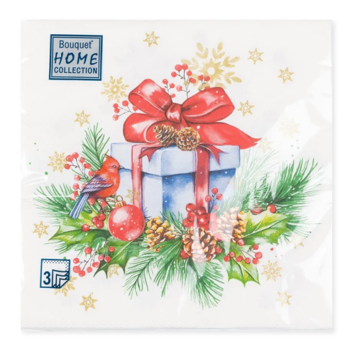 BOUQUET Home сollection салфетки столовые нг подарок на новый год 3сл. 20шт